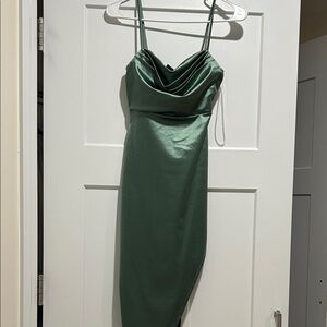Windsor Strapless Satin Dress in Green